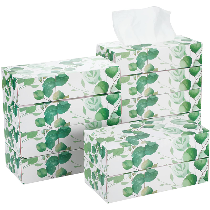 Logo Printed White Virgin Paper Facial Tissue Box Branded Display Product