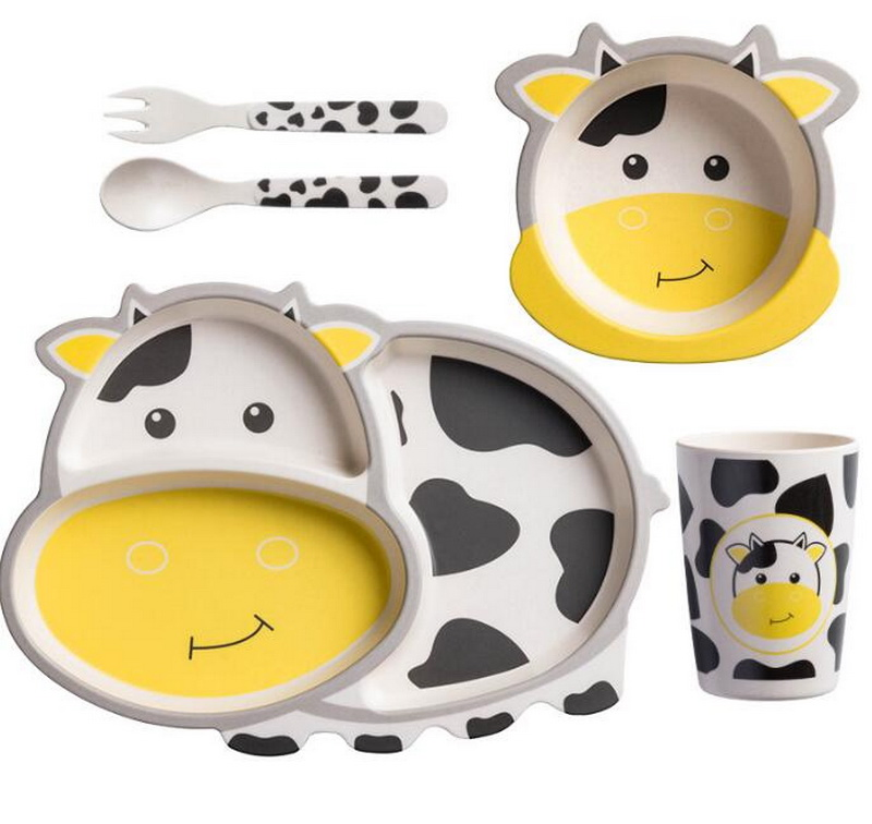 Cute Cartoon Bamboo Fiber Children′ S Dinnerware Set 5-Piece Set