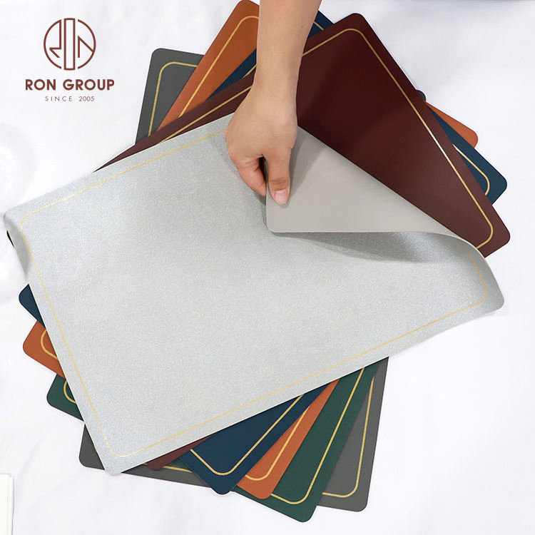 Restaurant Banquet Double Reversible Rectangle PU Leather Elegant Placemat