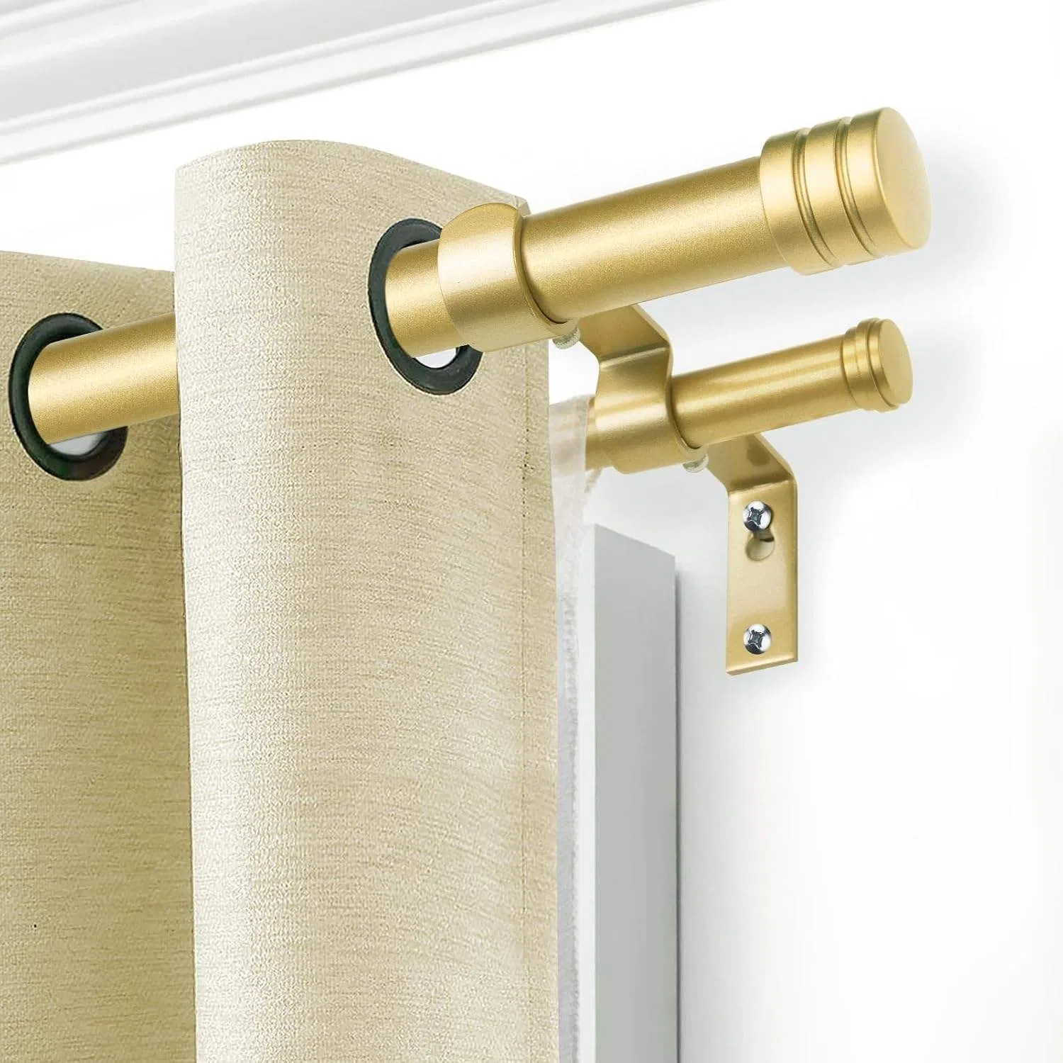 Adjustable Double Curtain Rod, Double Wood Curtain Rod for Windows