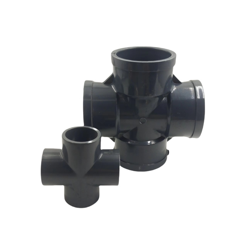 Plastic PVC Four Way Cross Pipe Fittings Connector for Plumbing Systems