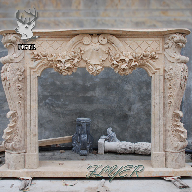 Louis Xvi Villa Decorative White Marble Fireplace Mantel Polished French Style Marble Mantel