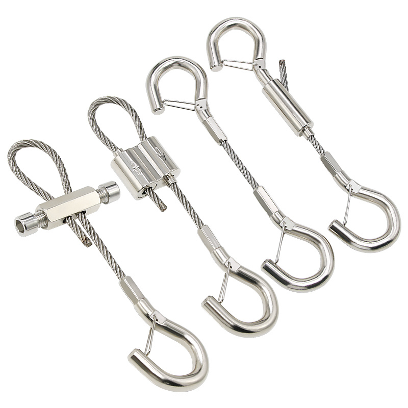 Профессиональный трос из нержавеющей стали с карабином и зажимом