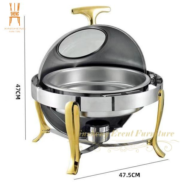 Best Selling Round Gold Silver Stainless Steel Food Warmer for Food Soup Use Hotel Restaurant