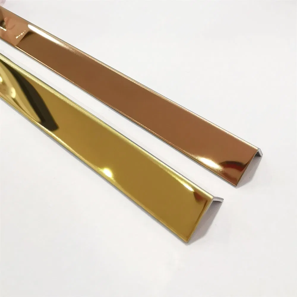 V Shape Best Price Rose Gold Stainless Steel Tile Trim Corner Non Slip Grooved Tread Stair Edge Step Nose