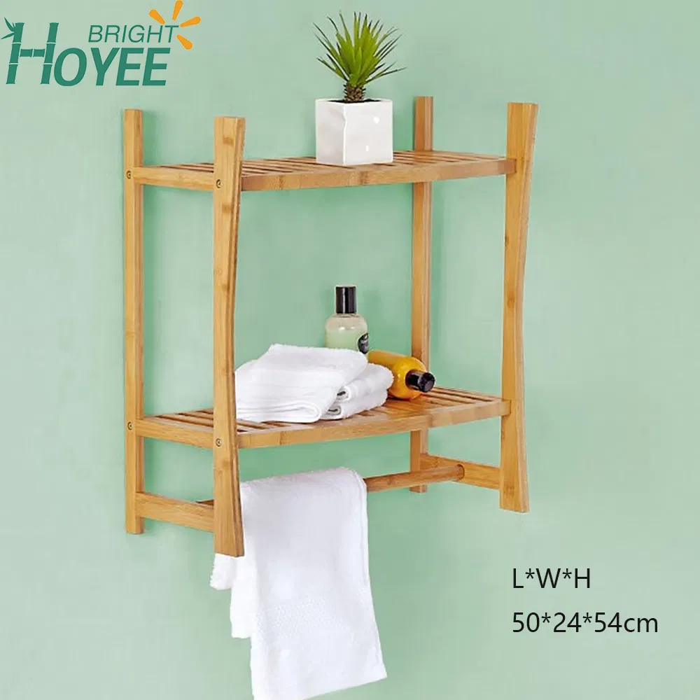 Bamboo Wall Mount Shower Shelf Bamboo Bath Accessories Bathroom Towel Holder
