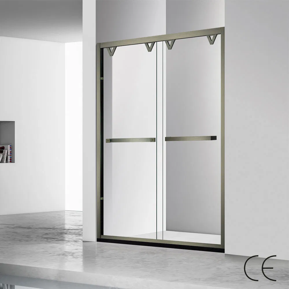 Modern Rose Golden Finished Frame Tempered Glass Double Sliding Bath Shower Door Shower Room Enclosure Bathroom Cabin