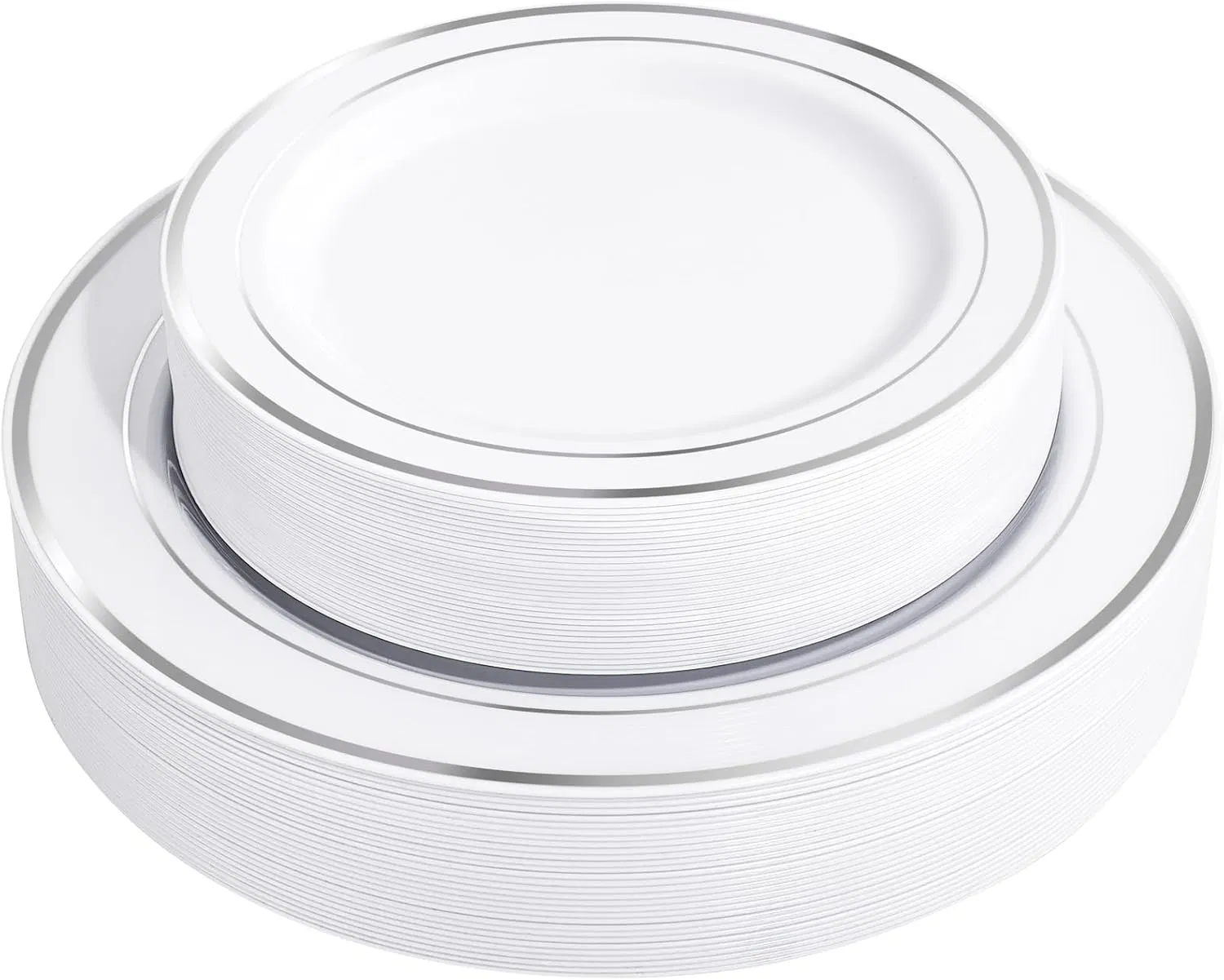 Elegant Silver Plastic Dessert Plates for Weddings and Events