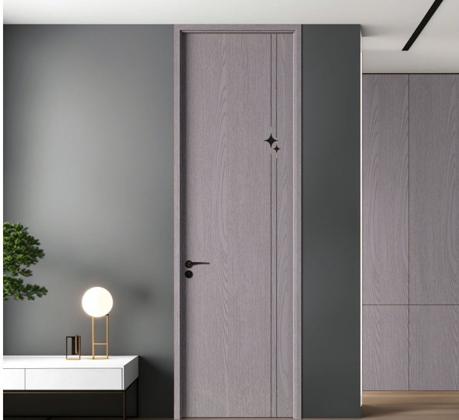 Assembled Tech Veneer Wood Plastic WPC Door for Room Interior