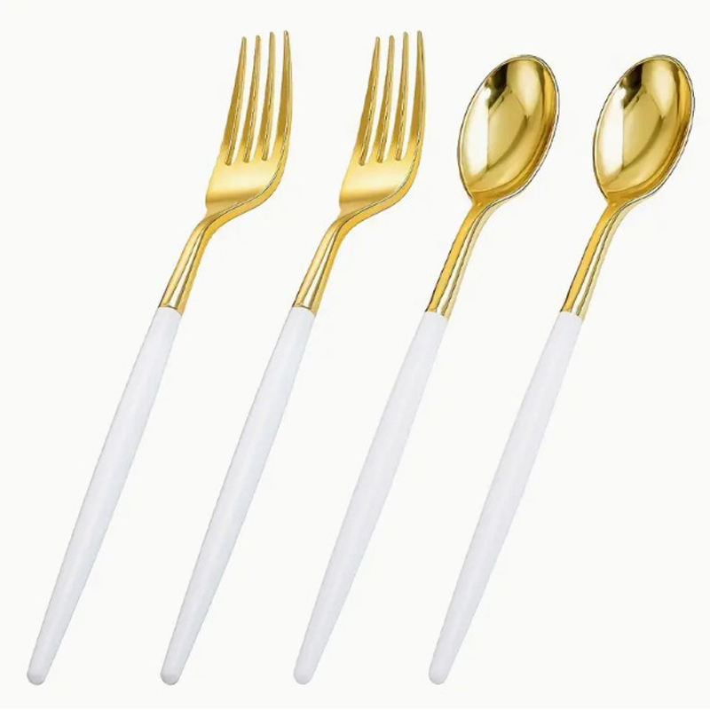 High Quality Luxury Disposable Cutlery Set Spoon Knife Tableware for Wedding, Parties