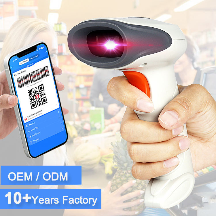 Handheld Qr Code Scanner USB Wireless 2.4G Blue Tooth 1d2d Handheld Wireless Barcode Scannerfor Supermarket