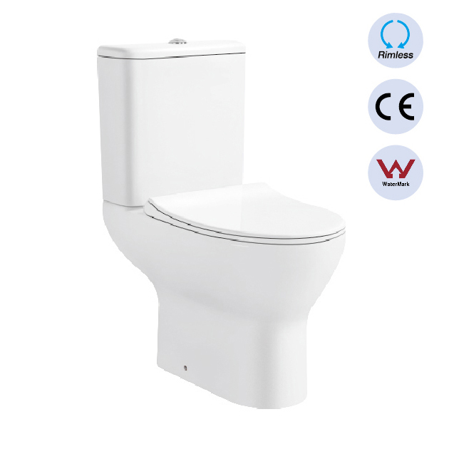 CE Certified P-Trap Ceramic Two-Piece Toilet for Modern Bathrooms with Strong Flushing System