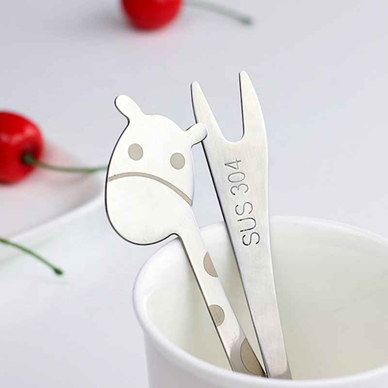 Wholesale 304 Stainless Steel Cartoon Deer Styling Fruit Cake Fork