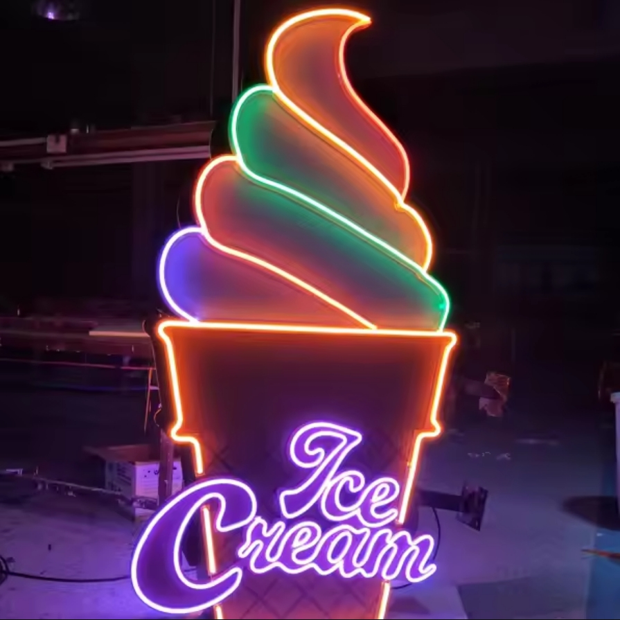 Personalized Made Ice Cream Light Sign Acrylic Logo Letter Neon Sign
