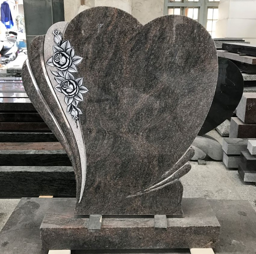 European Engraved Gravestone Western Style Angle with Heart Monument Tombstone