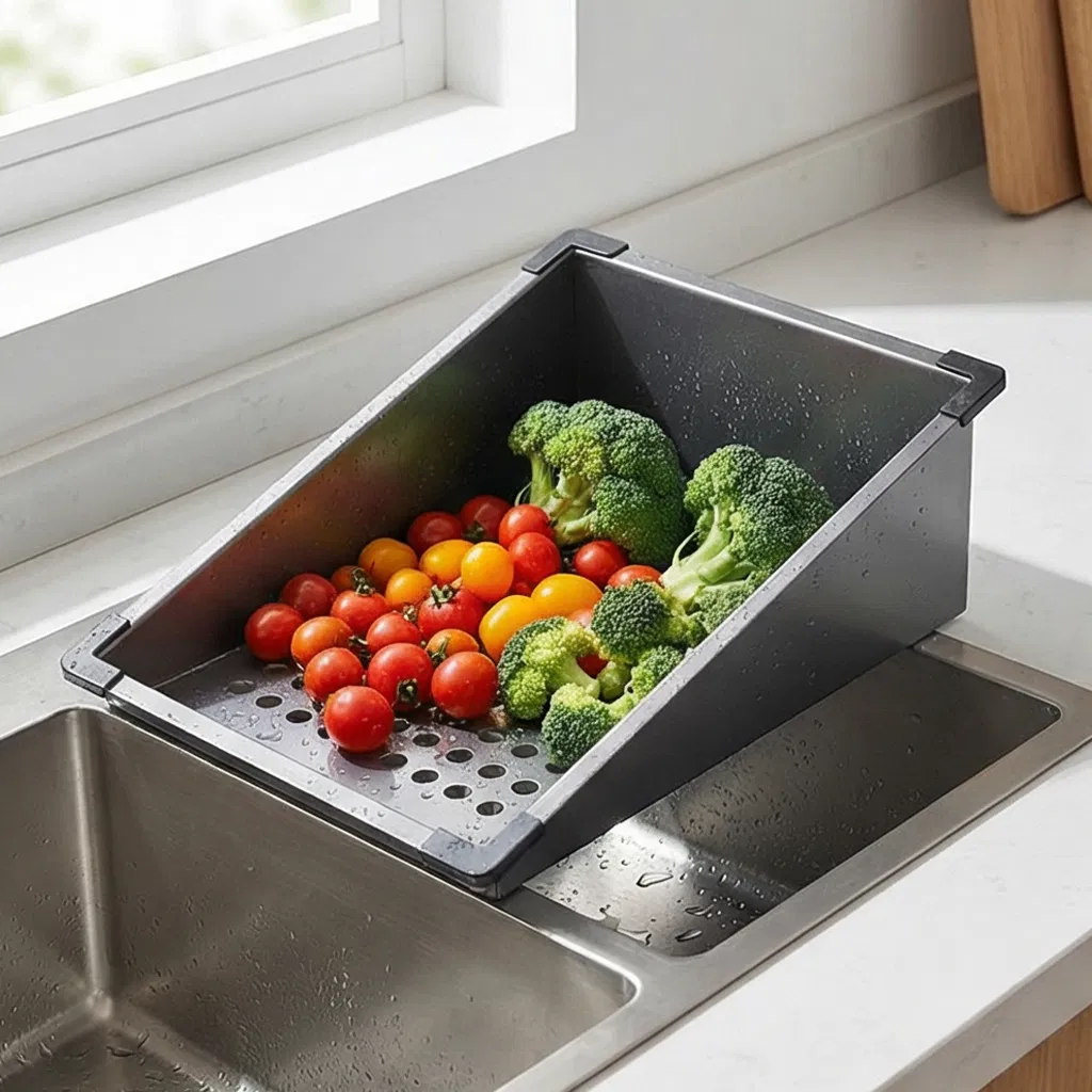 Stainless Steel Versatile Sink Colander and Washing Basin for Easy Food Prep