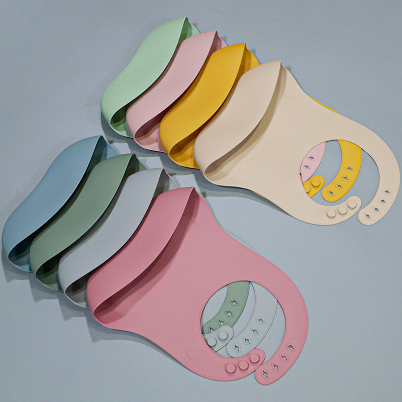 Baby Silicone Bib Waterproof and Leak Proof Velcro Adjustment Soft and Slip Resistant Feeding Helper