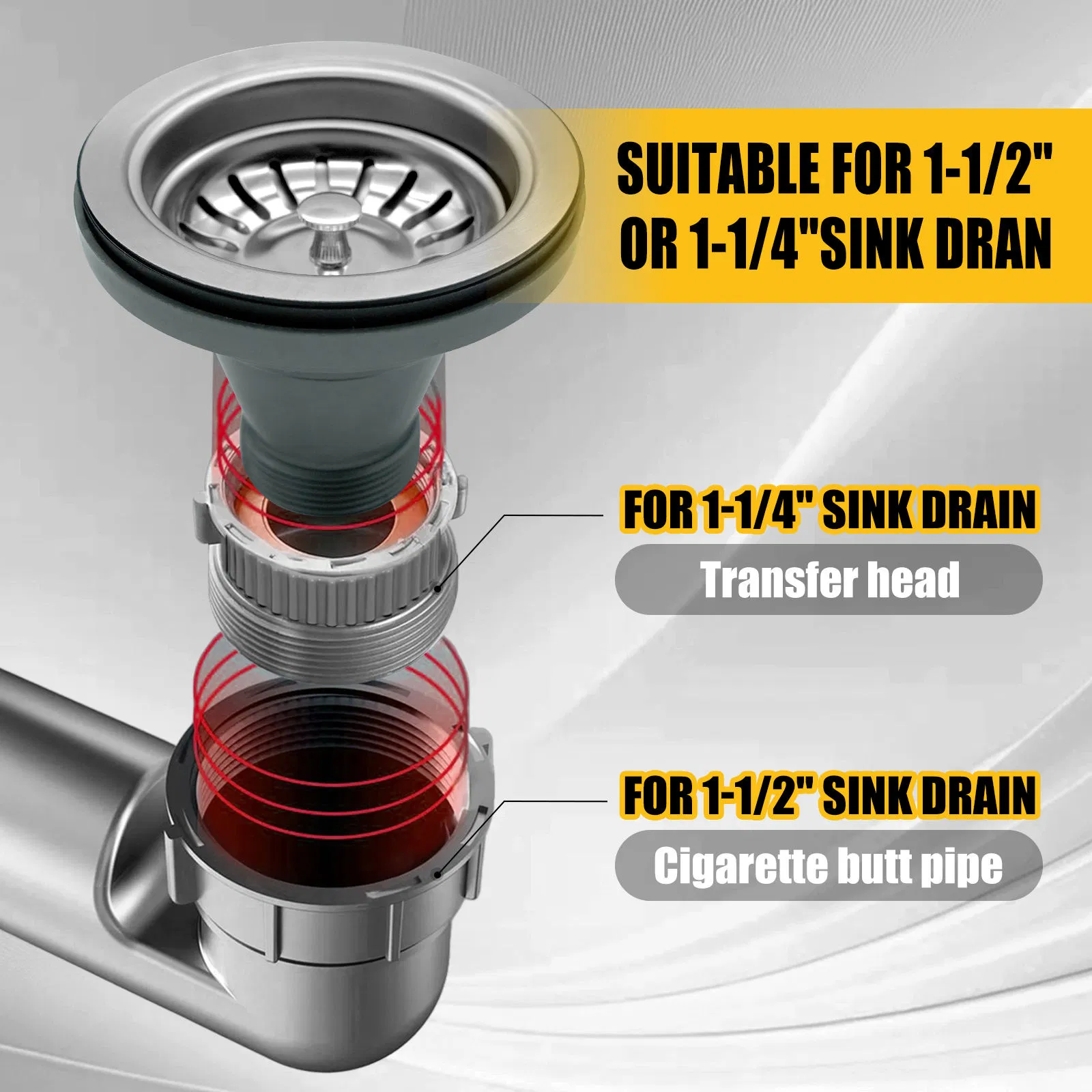 Modern Design American Cup and U-Shaped Tube Combination Kitchen Sink Strainer