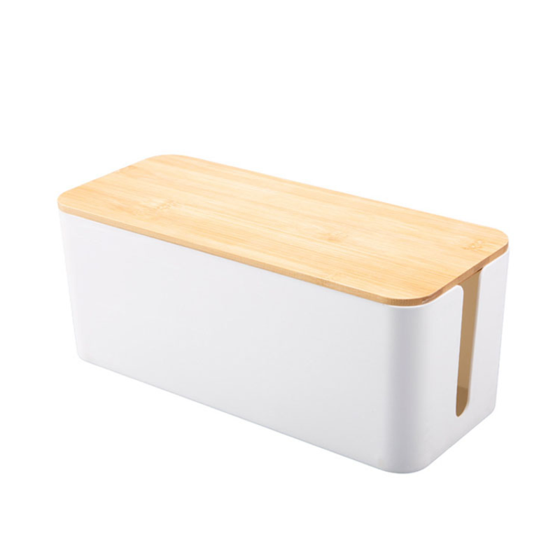 Wholesale Hot Sale Cable Organizer Management Bamboo Lid Plastic Storage Bins & Boxes