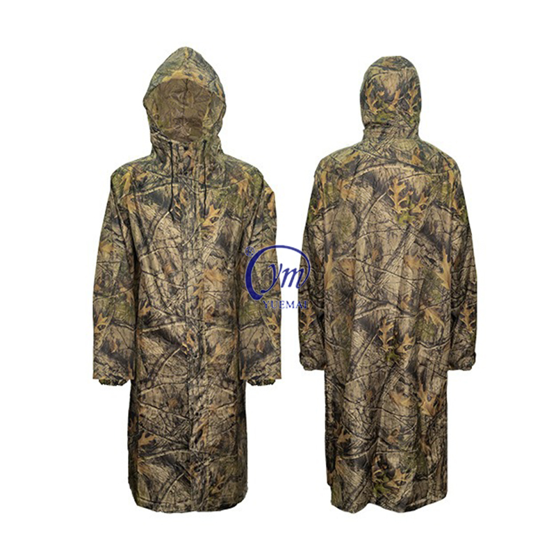 Yuemai Waterproof Long Raincoat Reflective Camo Poncho Tactical Impermeable Raincoat with Carry Bag