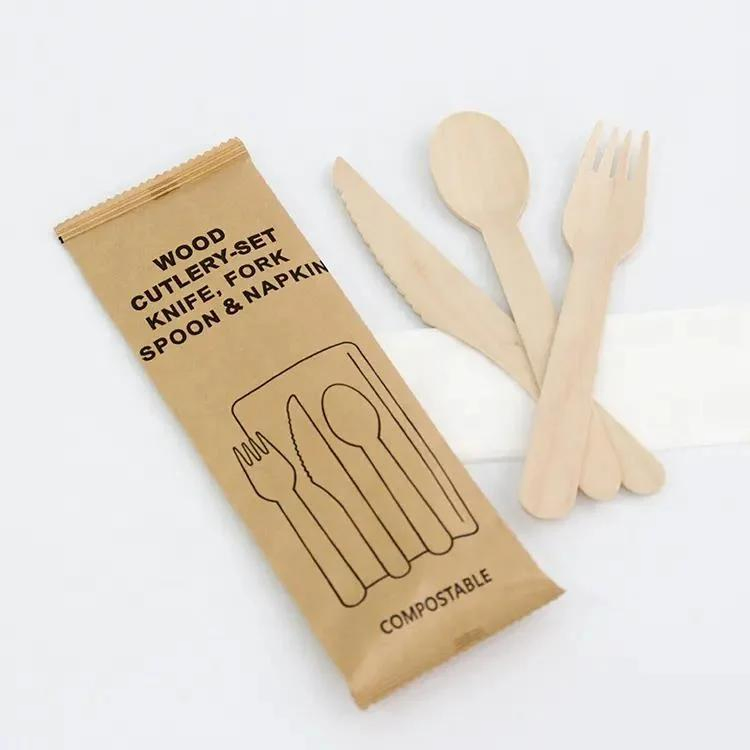 Food Grade Eco-Friendly Hygienic Biodegradable Disposable Wooden Knife Fork Spoon
