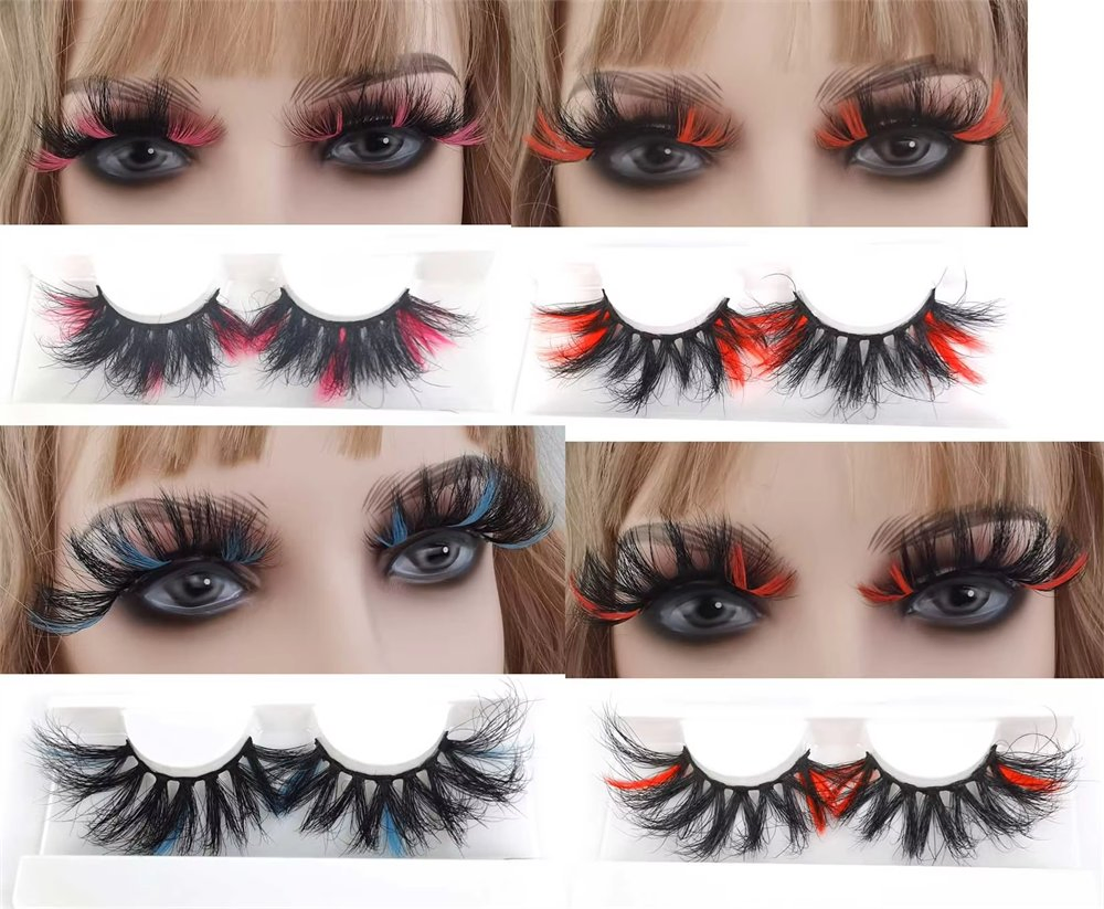 New Style 20-25mm Color 3D Mink Lashes Premium Party Style False Eye Lashes Colorful Handmade colorful Eyelashes