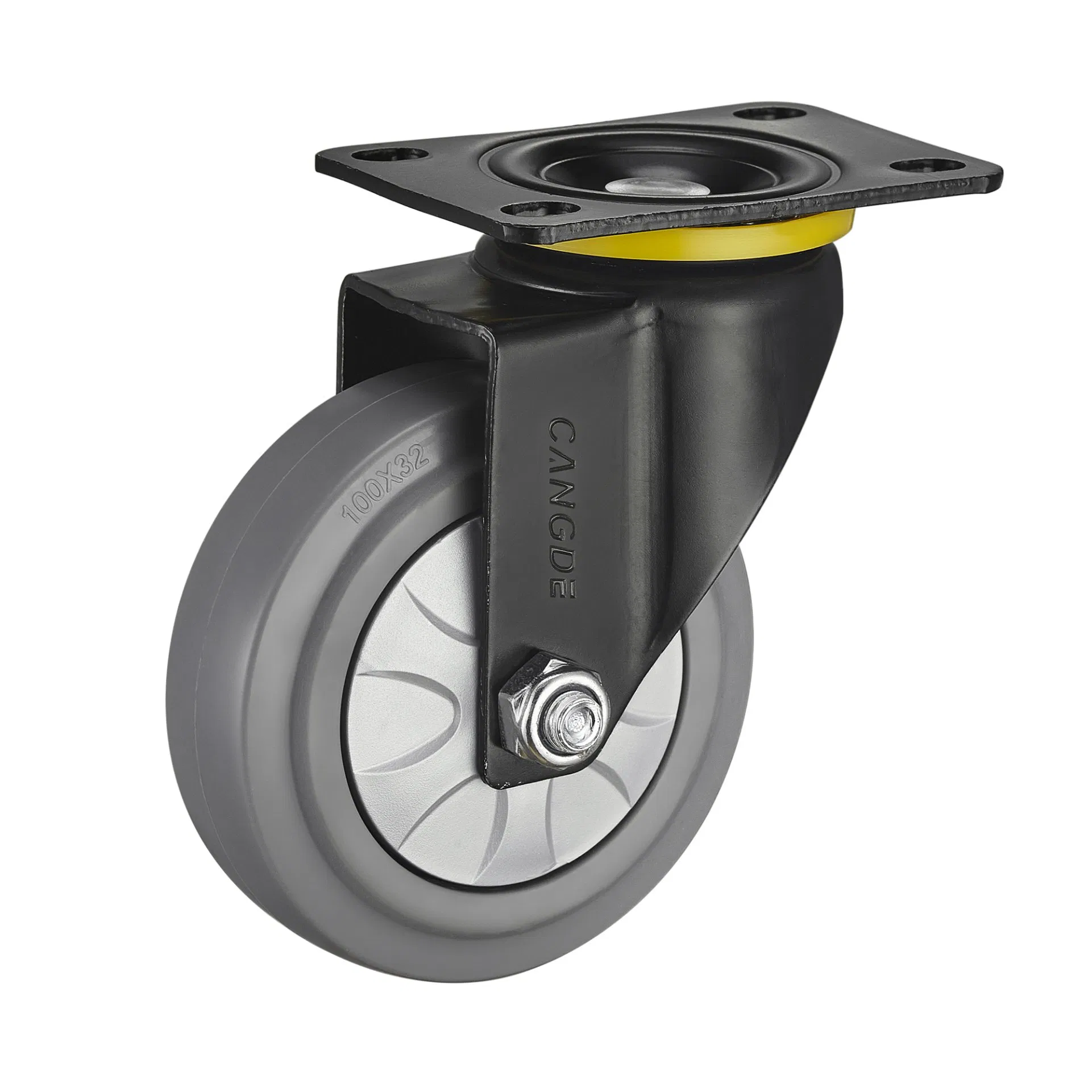 Threaded Stem Caster 75mm 100mm 125mm Grey TPR Silent Castor Laboratory Trolley Caster Wheel