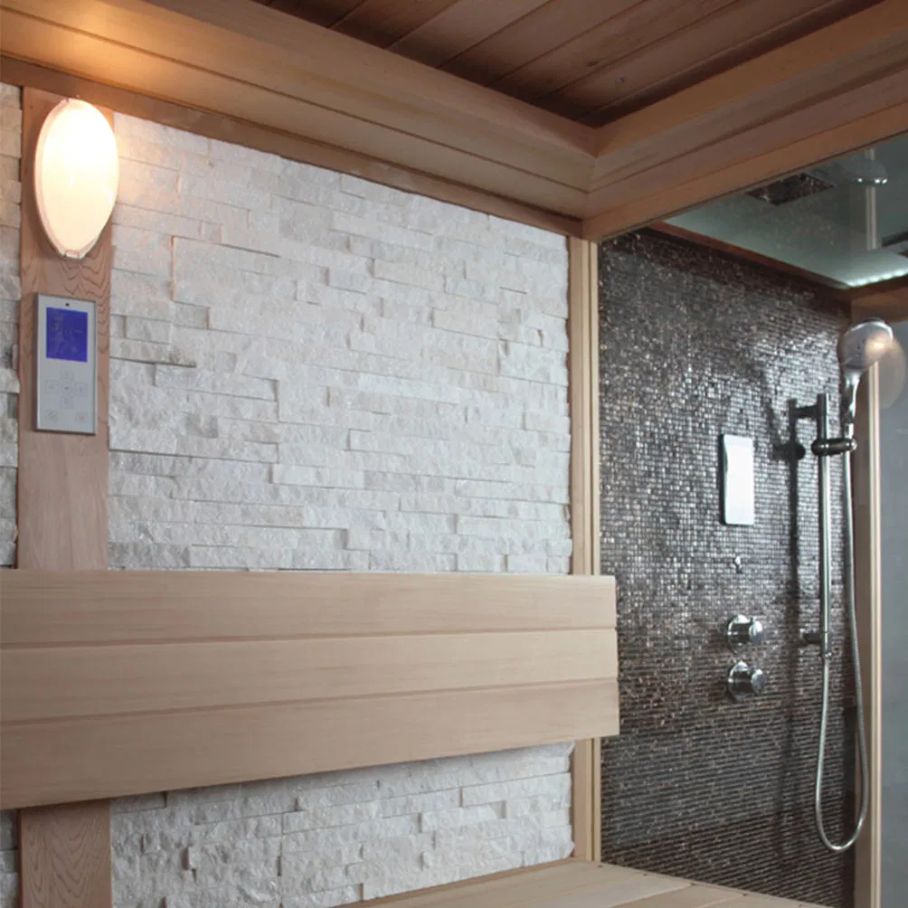 Семейная парная из красного кедра с душем и печью