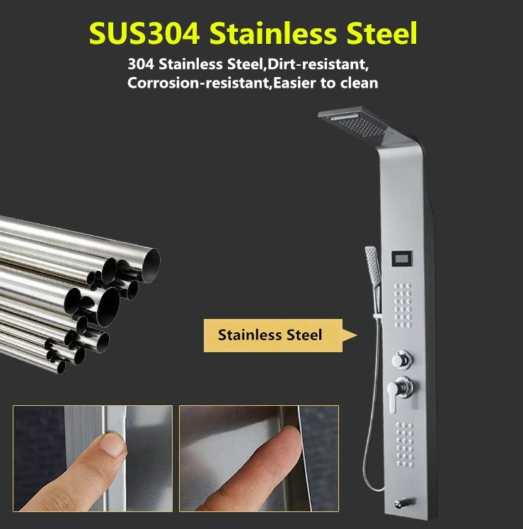 304 SUS Digital Temperature Display Screen Colorful Shower Panel
