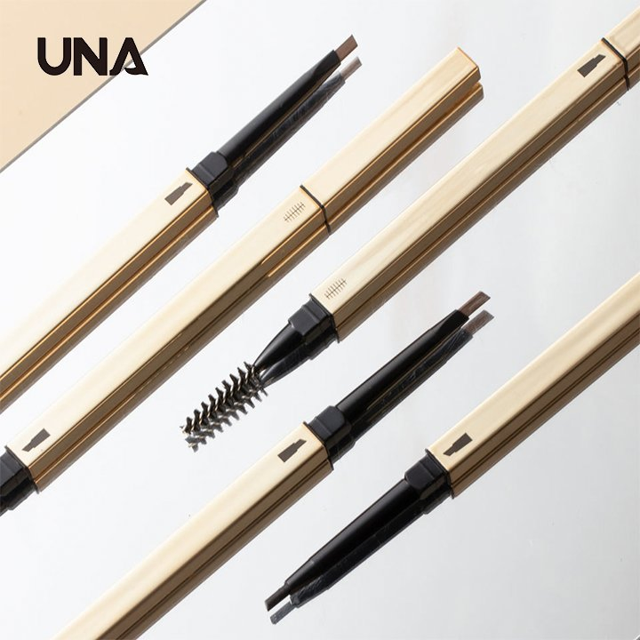 Custom Logo 2 in 1 Ultra-Fine Precision Eyebrow Pencil with Brush Waterproof Cream Eyebrow Rose Gold Thin Brow Pencils