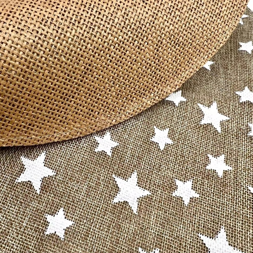 X'mas Heat-Resistant Table Decorative Polyester and Paper Woven Stars Printed Round Placemat