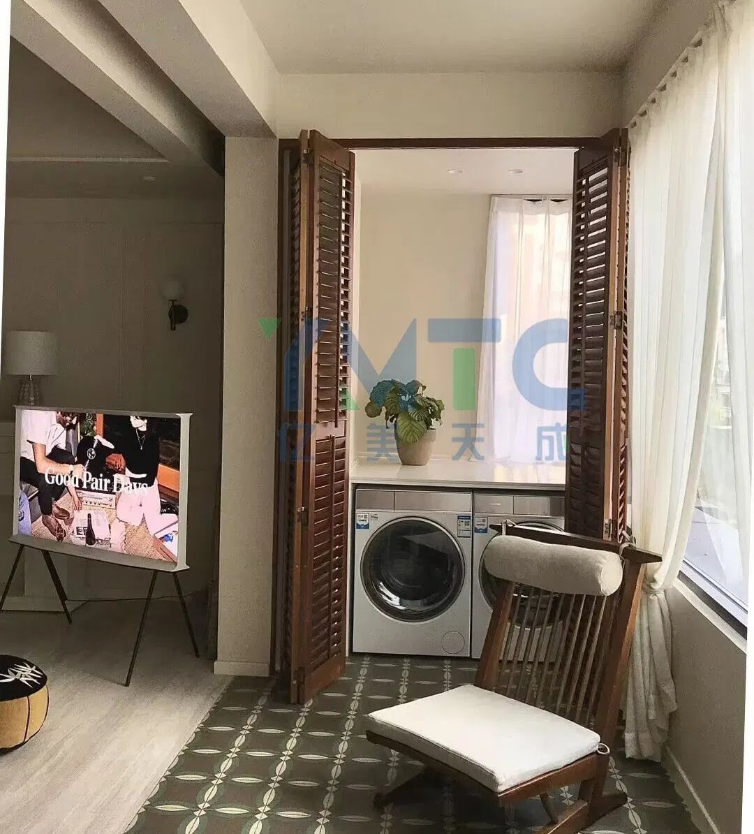 Stained Color Paulownia Shutters Z-Frames Shutters Are Mounted Inside The Window Opening