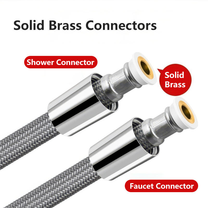 Shower Head Hose Strong 3 Times Density Braided Nylon Anti Leak 1.5m 2m Explosion Proof Solid Brass Insert Nut Showerhead Hose