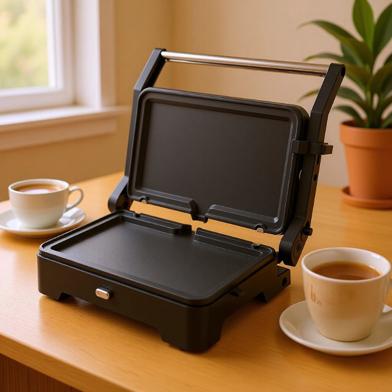 Hot Selling Electric Contact Grill Panini Press Grill with Removable Grill & Waffle Plate