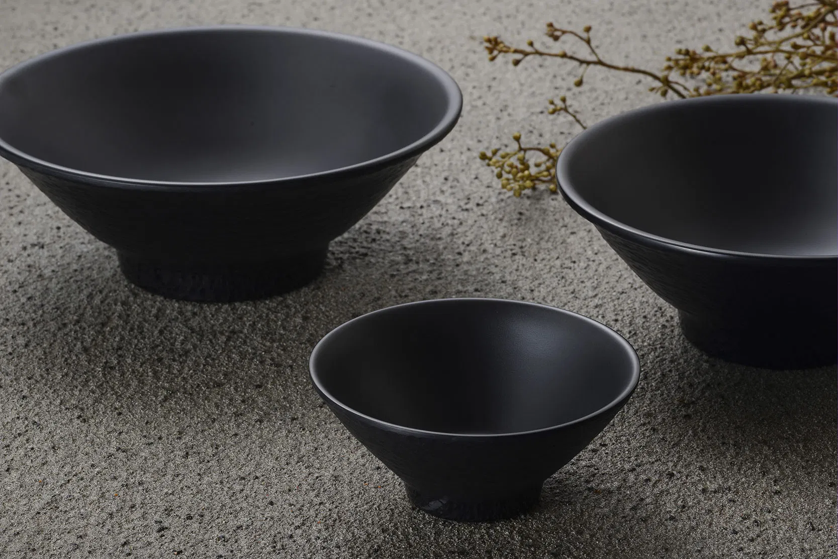 Hot Selling Melamine Lager Size Stone Texture Round Noodle Bowl for Restaurant