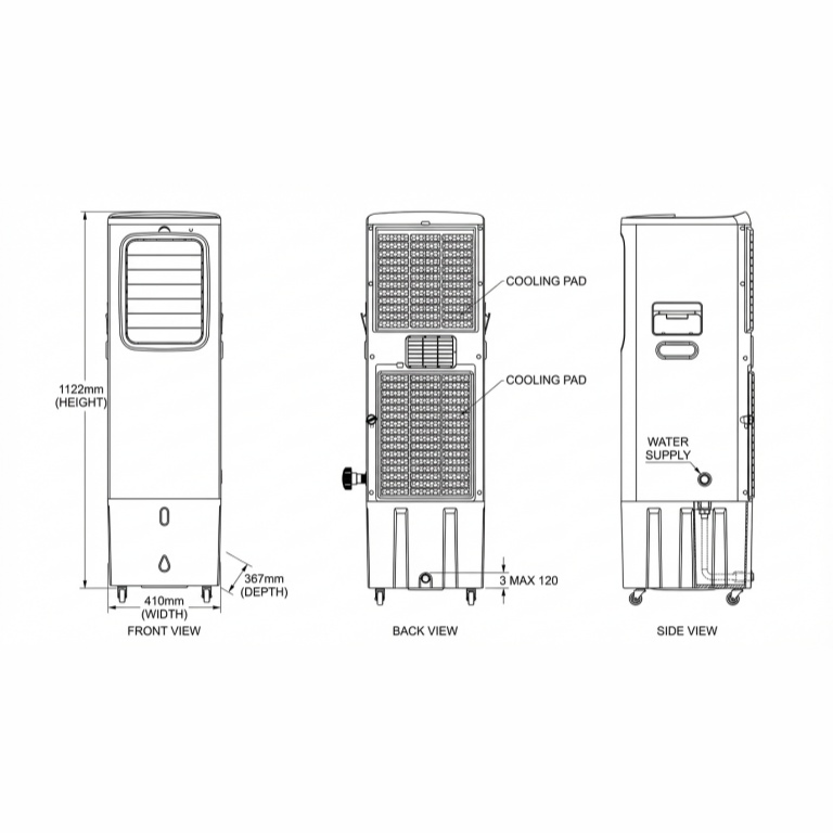 Напольный кондиционер 7000 BTU с 3 скоростями