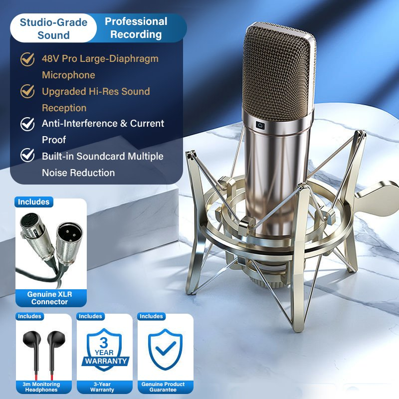 U87 Wired Karaoke Microphone with Enhanced Noise Cancellation