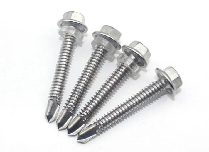 Hexagonal Head Self-Drilling Screw Metal Screw Nail with Rubber Washer Yellow Zinc
