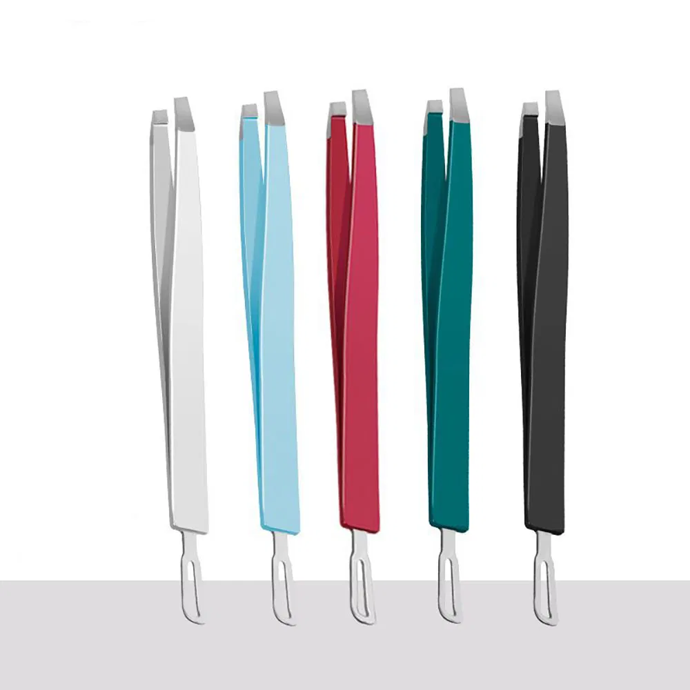 Slanted Stainless Steel Eyelash Tweezer Double Side Multifunction Squared Lashes Eyebrow Tweezers