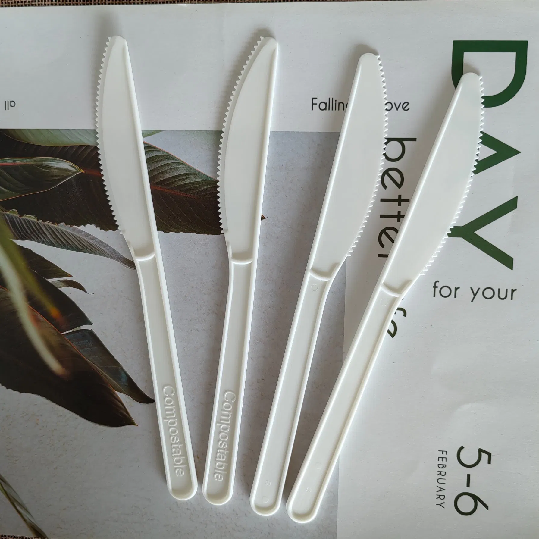 7-Inch 100% Compostable Forks Spoons Knives Biodegradable Cutlery for Outdoor or Party Use