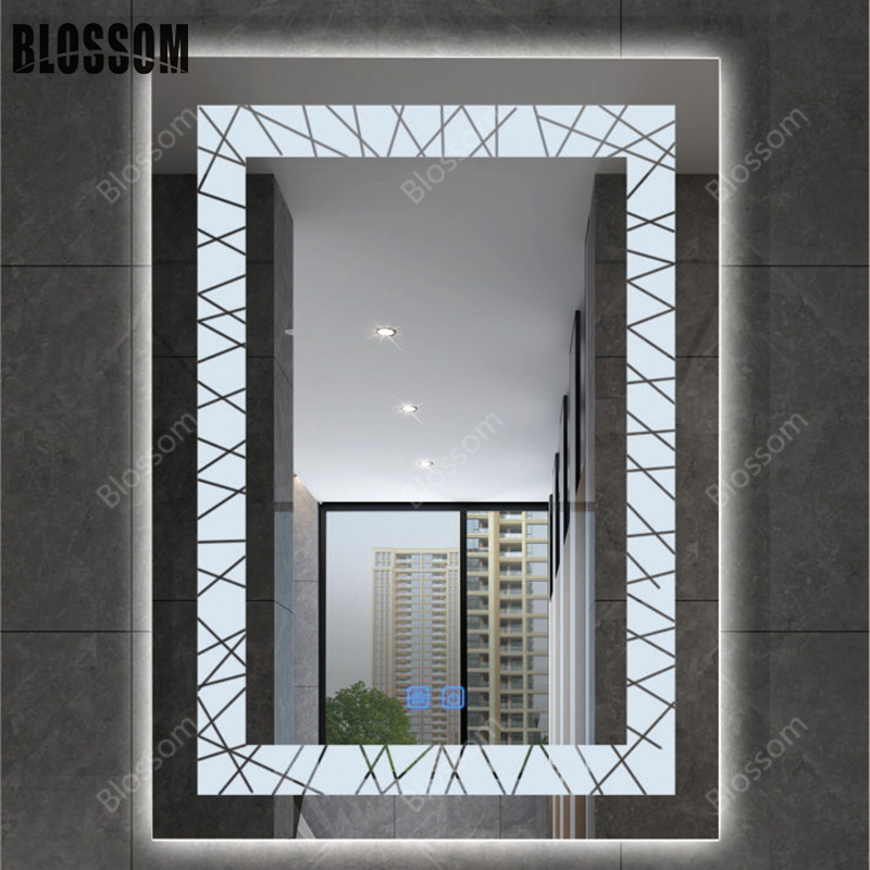 White Stripe Backlight Three Color LED Bathroom Simple Makeup Wall Mirror