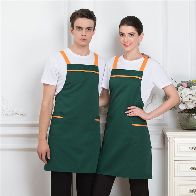 Stylish Color Block Kitchen Apron with Pockets for Chefs