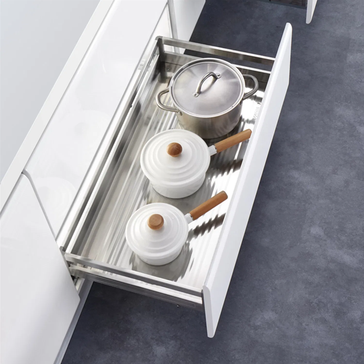 Kitchen Storage and Base Cabinet Good Quality Stainless Steel Soft Closing 3 Side Stove Drawer Basket (H1KGS008G)