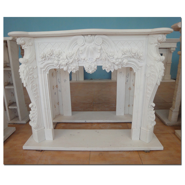 White/Yellow/Beige Marble Surround Carved Mantel Stone Design Fireplace