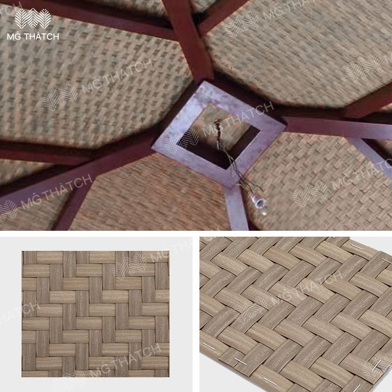Fireproof Weave Rattan Ceiling Mat HDPE Straw Rattan Material 20 Years Warranty