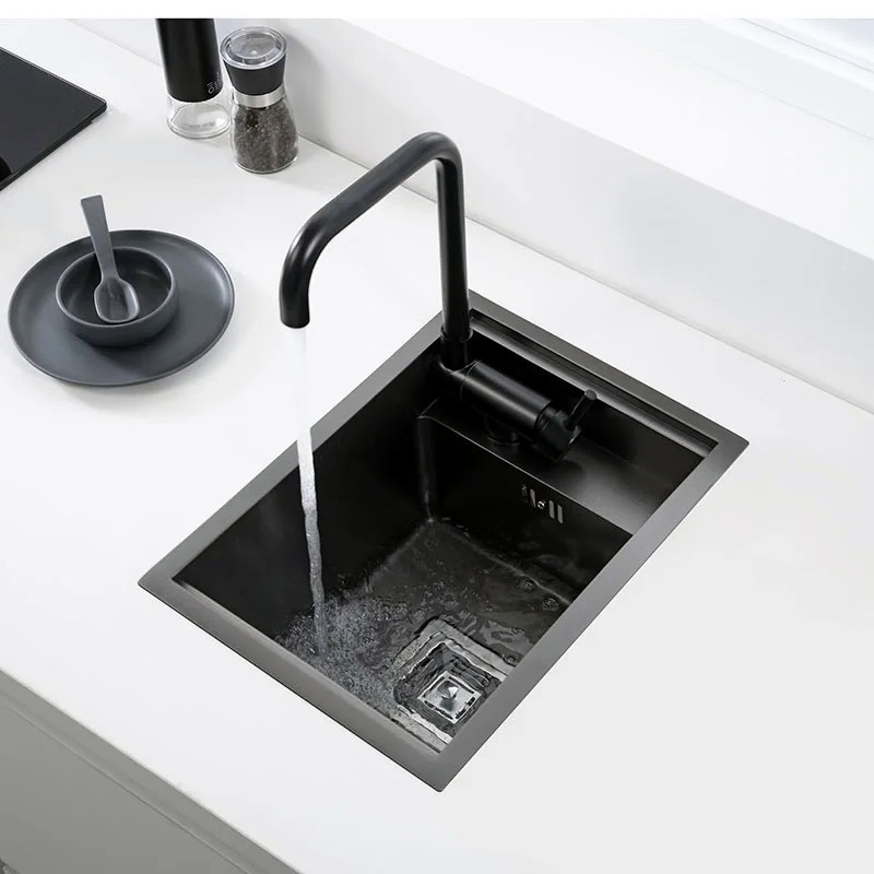 3545 Black Brushed Handmade Sink 304 Stainless Steel Hidden Bar Sink Without Faucet