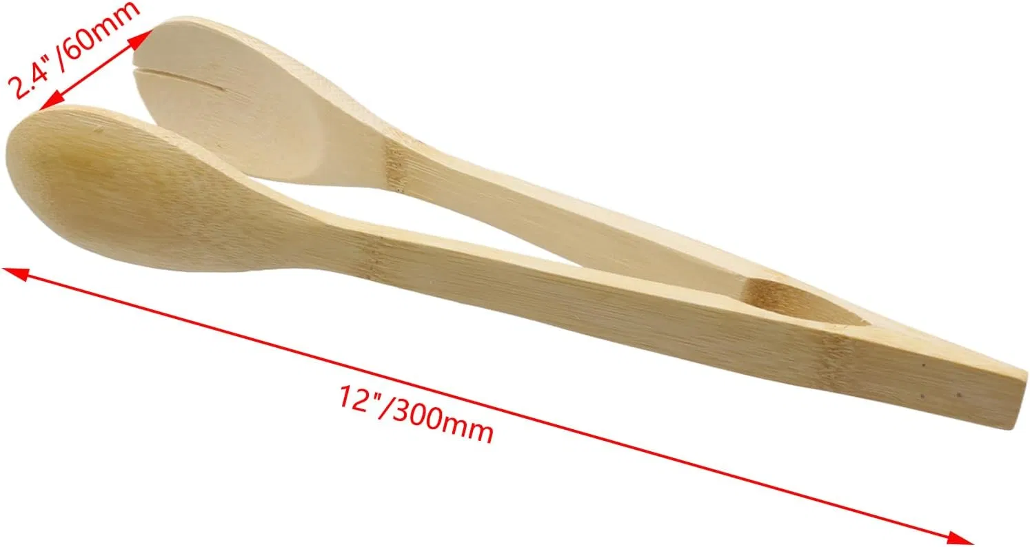 12 Inch Bamboo and Wood Pliers Are Used to Hold Food