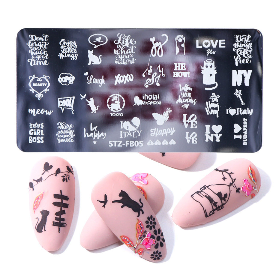 Custom Nail Art Stamping Plates Different Designs Cute Nail Art Stamp Rectangle