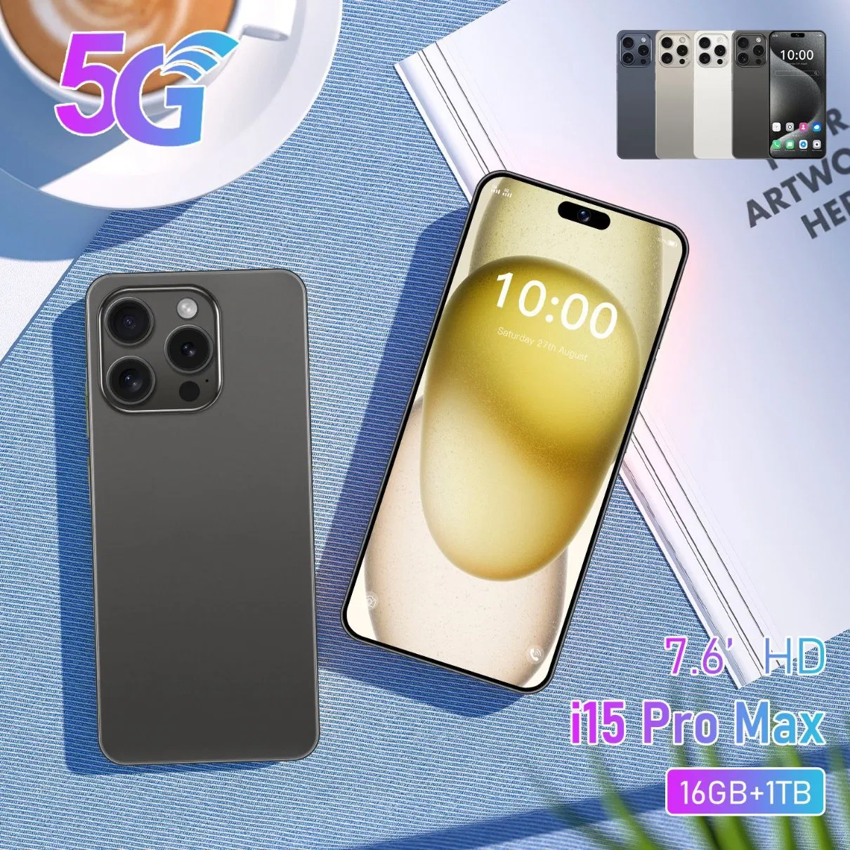 Смартфон I15 PRO Max 7.6 дюймов Android 14, 5G