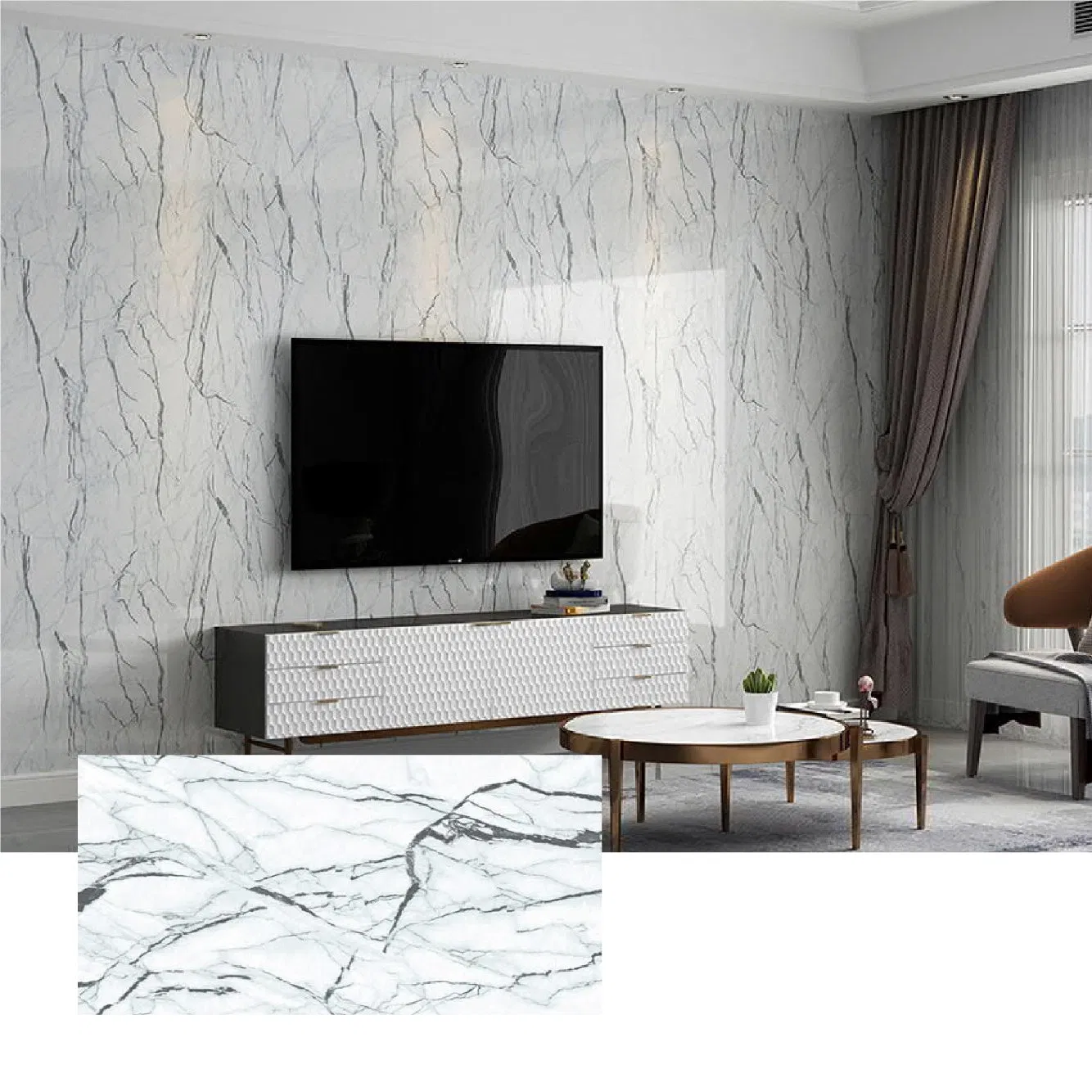 Luxury Wall Tile PVC Vinyl 3D Waterproof Self-Adhesive Wall Tiles for Interior Wall